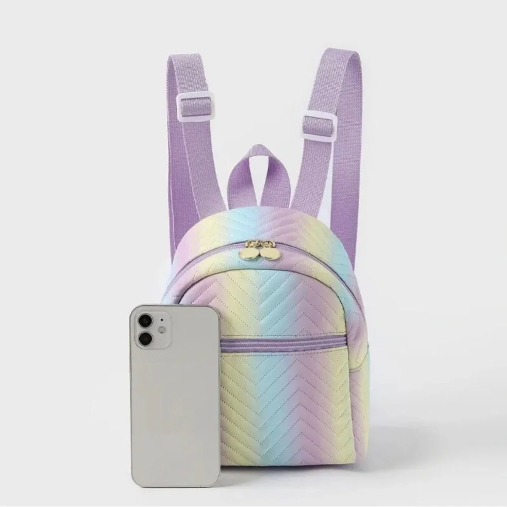 Rainbow Backpack PU Material Pastel Colors Small
